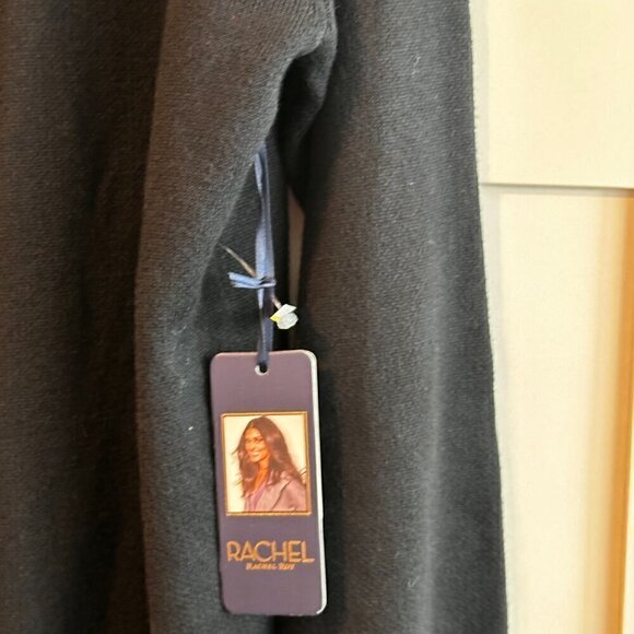 NWT RACHEL by Rachel Roy Notched Collar Open Front Long Cardigan in Black- Sz 1X - Picture 4 of 8